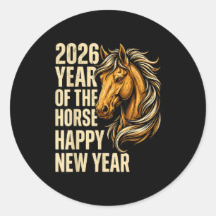 2026 Year Of The Horse Happy Chinese New Year Fire Classic Round Sticker