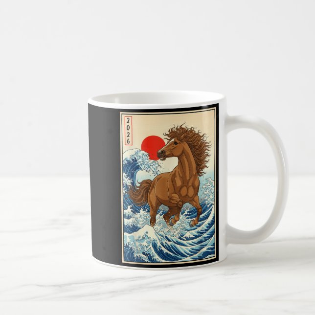 2026 Year Of The Horse Japanese Wave Art Lunar New Coffee Mug (Right)