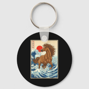 2026 Year Of The Horse Japanese Wave Art Lunar New Key Ring