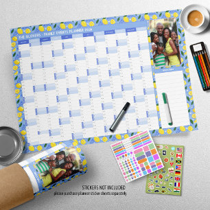 2026 Year Photo Wall Planner Blue With Lemons Poster
