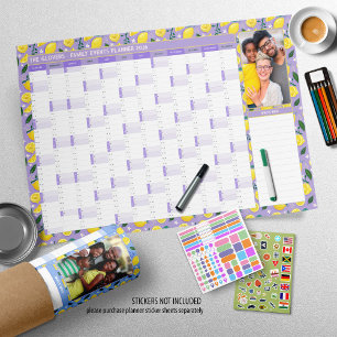 2026 Year Photo Wall Planner Lilac With Lemons Poster