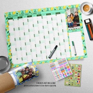 2026 Year Photo Wall Planner Mint Green & Lemons Poster