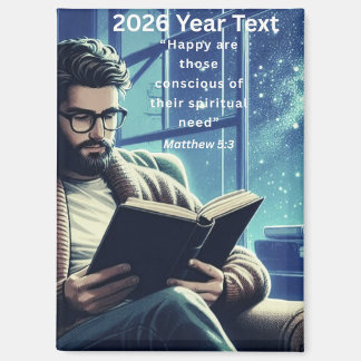 2026 Year Text Man Reading Magnet