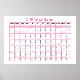 2026 Year-to-View Wall Planner Calendar  Poster
