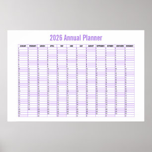 2026 Year-to-View Wall Planner Calendar  Poster