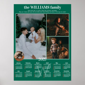 2026 Yearly Calendar 4 Photo Collage Personalised Poster