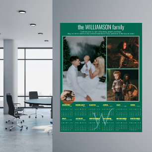 2026 Yearly Calendar 4 Photo Collage Personalised Poster