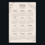 2026 Yearly Calendar Floral Line Art Minimalist Poster<br><div class="desc">Get ready to welcome 2026 with Yearly Calendar Floral Line Art Minimalist Pastel Beige Cream Calendar! Perfect for planners,  dreamers,  professionals,  and anyone seeking to make the most of their year.</div>