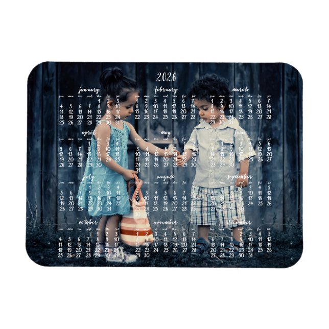 2026 Yearly Calendar Photo Magnet 3x4 (Horizontal)