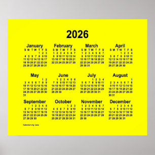 2026 Yellow Calendar by Janz Print
