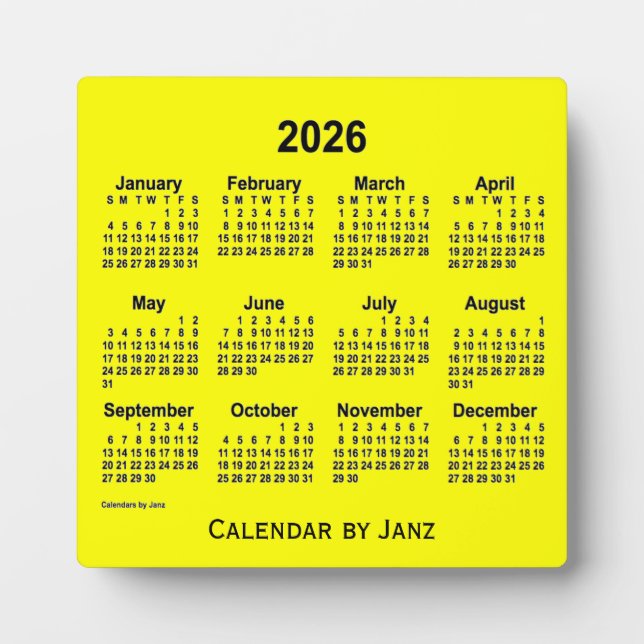 2026 Yellow Desk Calendar by Janz Plaque (Front)