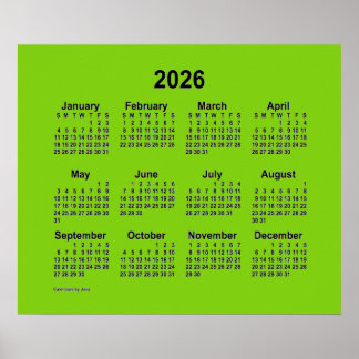 2026 Yellow Green Calendar by Janz Print