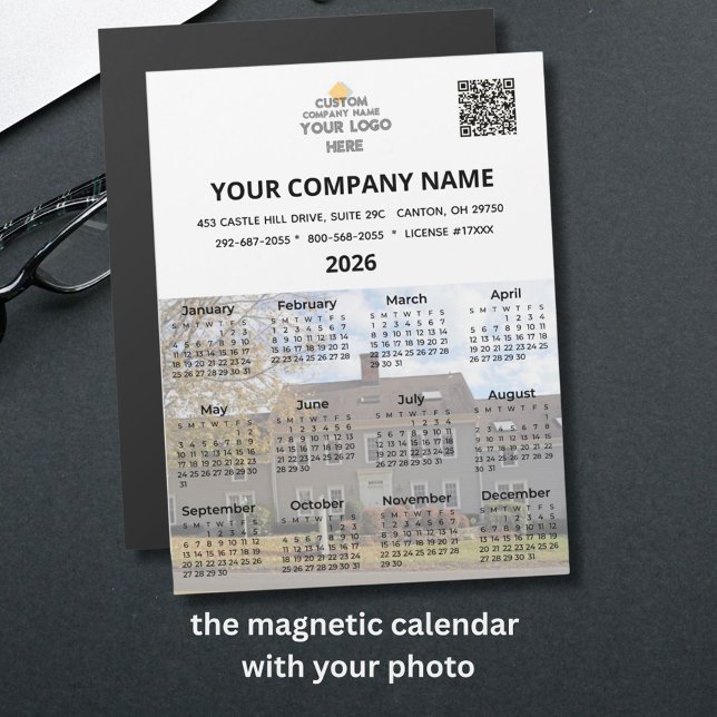 2026 Your Photo Business Magnet Calendar Logo QR  (Creator Uploaded)