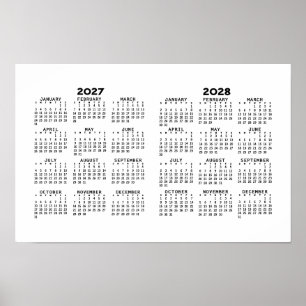2027 2028 Calendar - Basic Minimal 2 year Poster