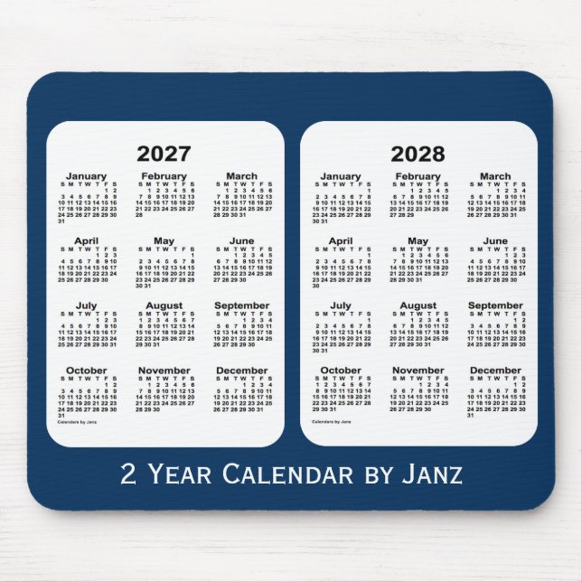 2027-2028 Police Box Blue 2 Year Calendar by Janz Mouse Pad (Front)