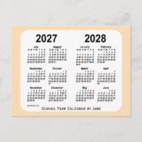 2027-2028 Wheat Mini School Calendar by Janz