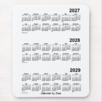2027-2029 White 3 Year Calendar by Janz