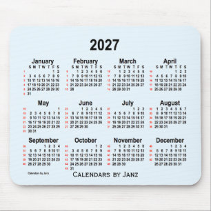 2027 Alice Blue 52 Weeks Calendar by Janz Mouse Pad