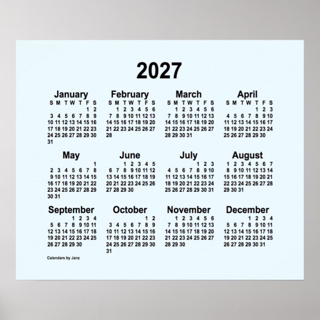2027 Alice Blue Calendar by Janz Print (Front)