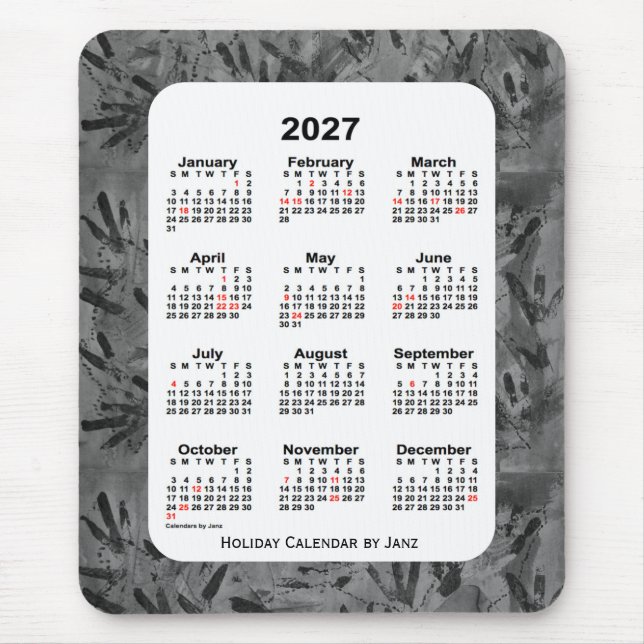 2027 Black Art Holiday Calendar by Janz Mouse Pad (Front)
