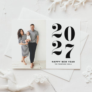 2027 Black Bold Typography New Year Photo Holiday Card