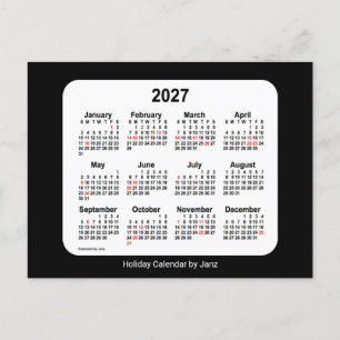 2027 Black Holiday Mini Calendar by Janz Postcard