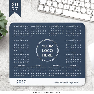 2027 Blue Business Logo Mouse Pad Calendar