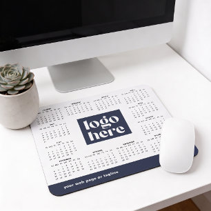 2027 Blue Business Logo Promotional Calendar Mouse Pad