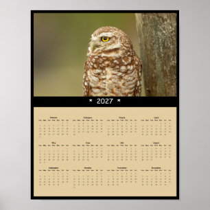 2027 Burrowing Owl Wall Calendar - Little Explorer Poster