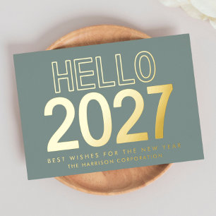 2027 Business Logo QR Code New Year Foil Holiday Postcard