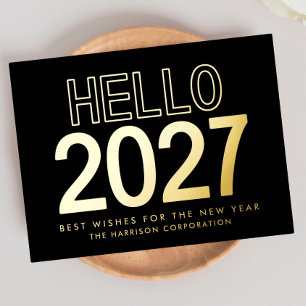 2027 Business Logo QR Code New Year Foil Holiday Postcard
