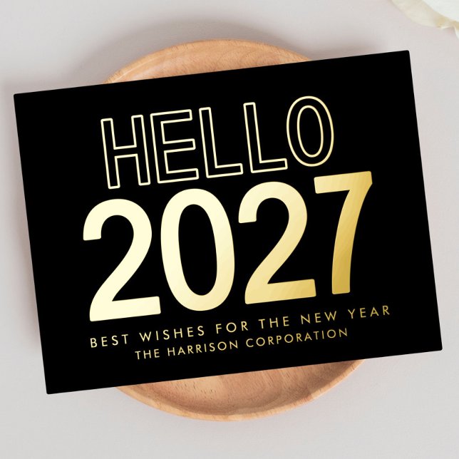2027 Business Logo QR Code New Year Foil Holiday Postcard (2027 Business Logo QR Code New Year Foil Holiday Postcard)