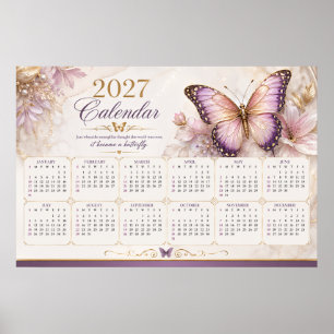 2027 Butterfly Wall Calendar Poster