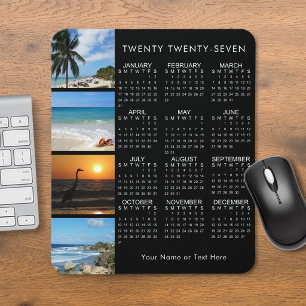 2027 Calendar 4 Photo Collage Personalised Colour Mouse Pad
