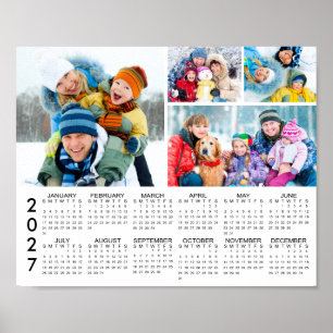 2027 Calendar 4 Photo Collage Personalised Poster