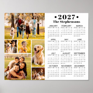 2027 Calendar 6 Photo Collage Personalised Poster