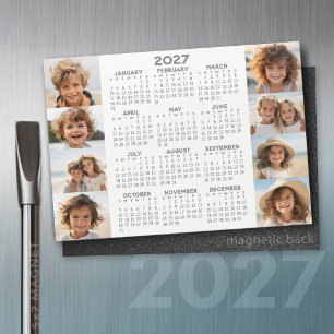 2027 Calendar - 8 Photos - Basic Grey White Magnet