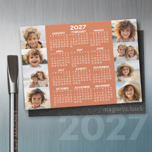 2027 Calendar - 8 Photos Terra Cotta White Magnet