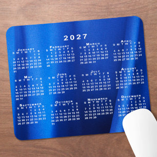 2027 Calendar Abstract Blue Custom Photo Mouse Pad