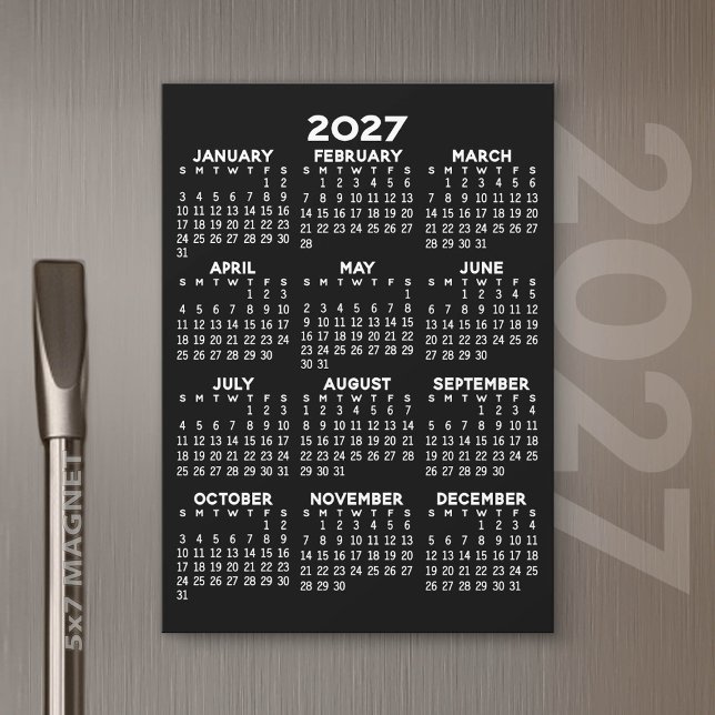 2027 Calendar Basic Black Magnetic Card (2027 Calendar)