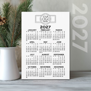 2027 Calendar - Basic Black Minimal Logo Holiday Card
