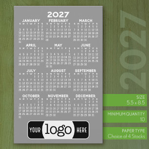 2027 Calendar - Basic Grey Minimal Logo Stationery