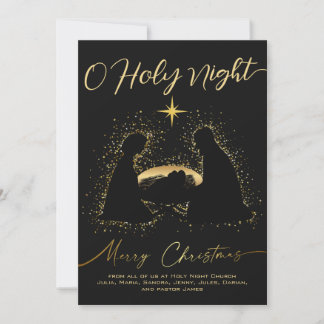 2027 Calendar Black Nativity Manger O Holy Script Holiday Card