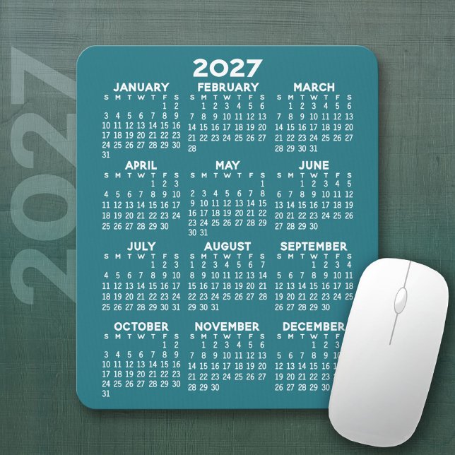2027 Calendar - blue background - Vertical  Mouse Pad (2027 Calendar Mousepad)