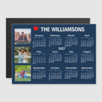 2027 Calendar Blue White Photo Collage Magnet