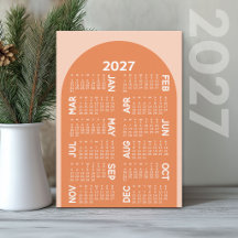 2027 Calendar - boho mod arch retro coral