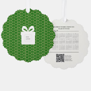 2027 Calendar Business Logo Company QR Code Green Tree Decoration Card