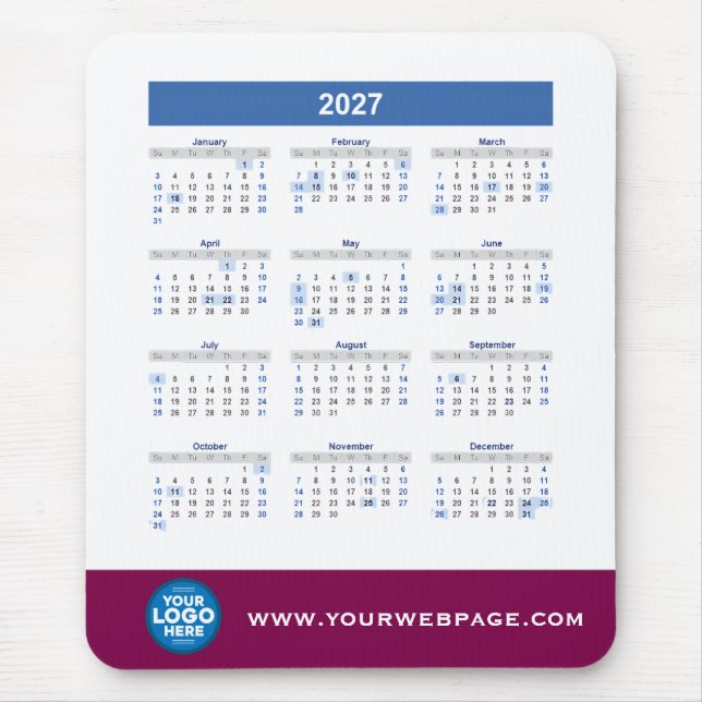 2027 Calendar Business Logo Mouse Pad (Front)