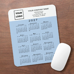 2027 Calendar Business Logo Text Light Blue Mouse Pad