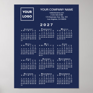 2027 Calendar Business Logo Text Navy Blue Poster